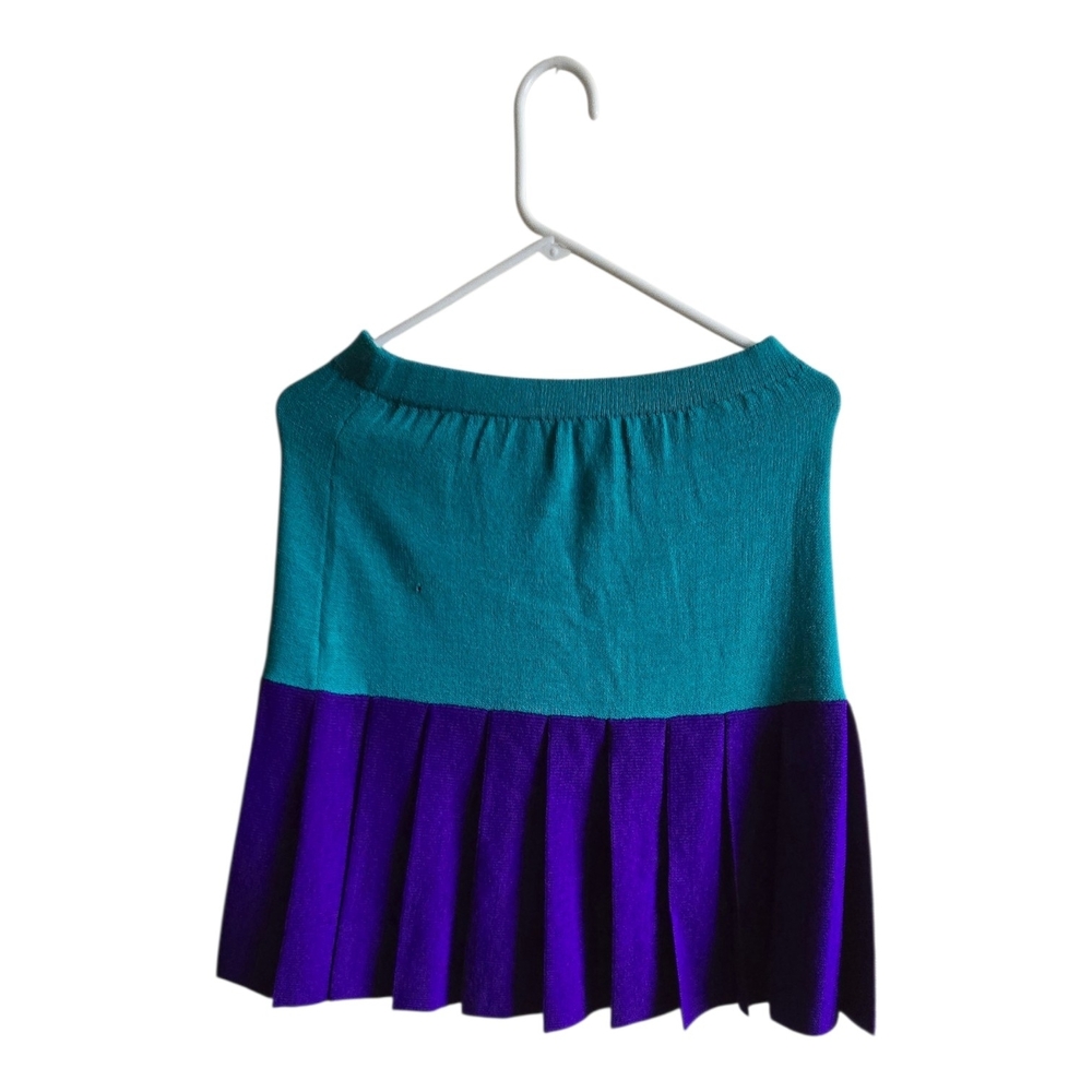 Vtg 80s Authentic Made In Usa Jewel Tone Knit Power Suit Teal & Royal Purple - Picture 7 of 8